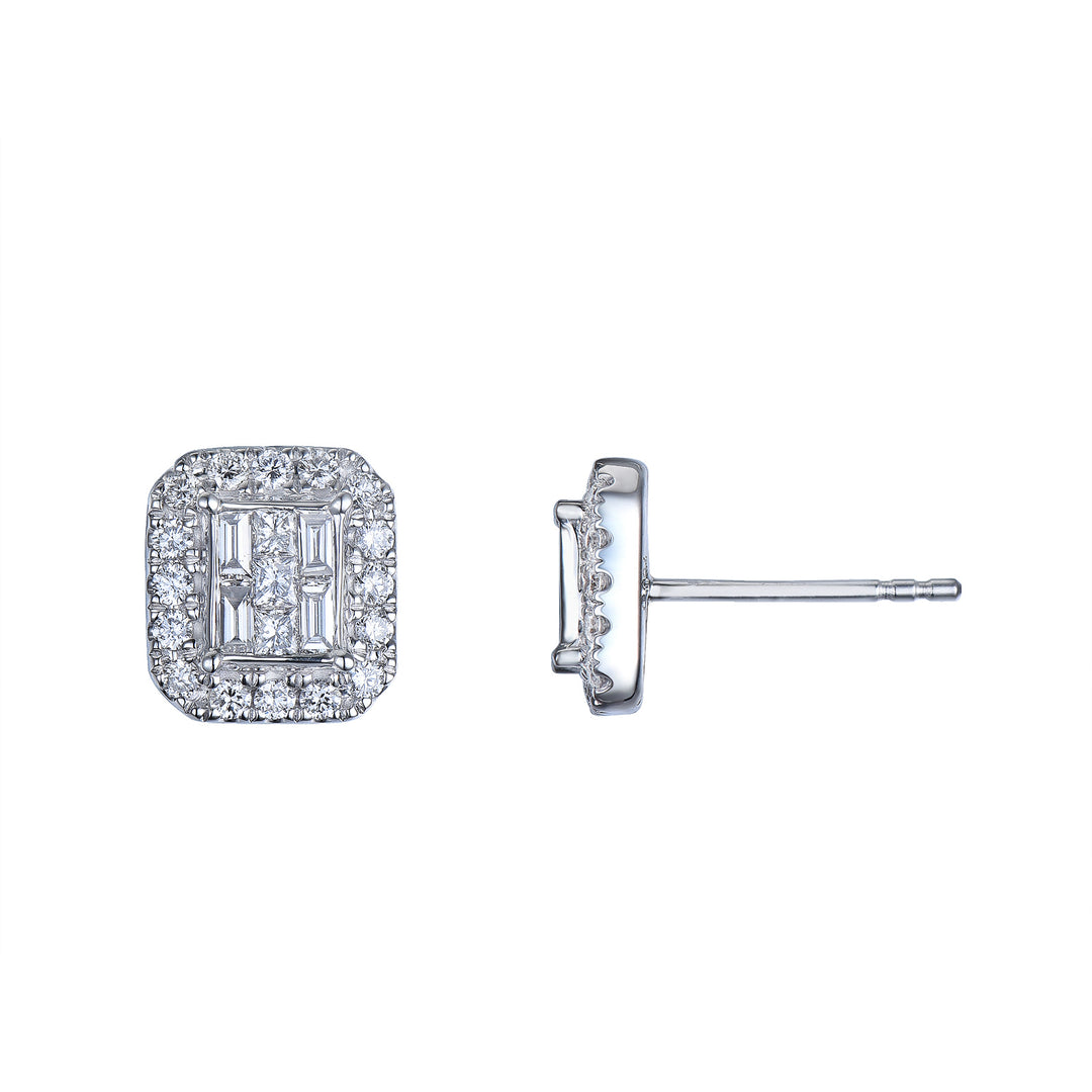 Novell Global - Halo Diamond Cluster Earrings (0.60 CTW - 14KT)