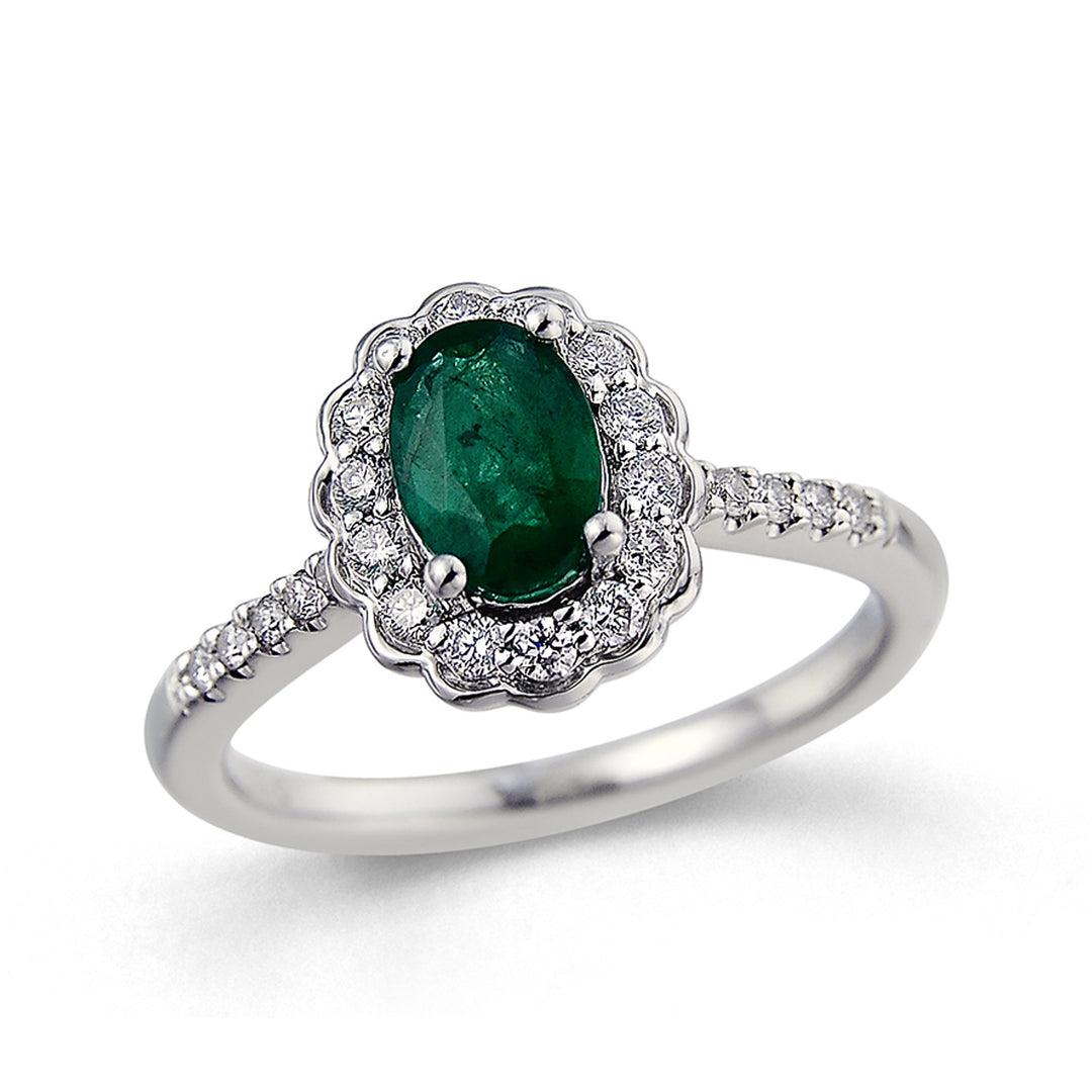 Novell Global - Emerald and Diamond Engagement Ring (Semi-mount)