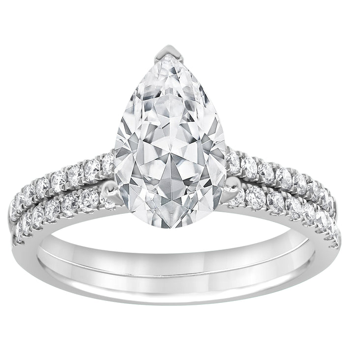 4.50 cttw Hidden Halo Bridal Ring with 4.00  center Pear