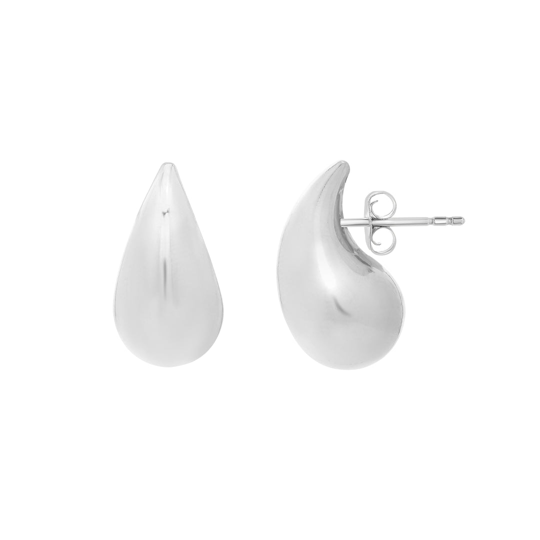 Silver Puffed Teardrop Earring