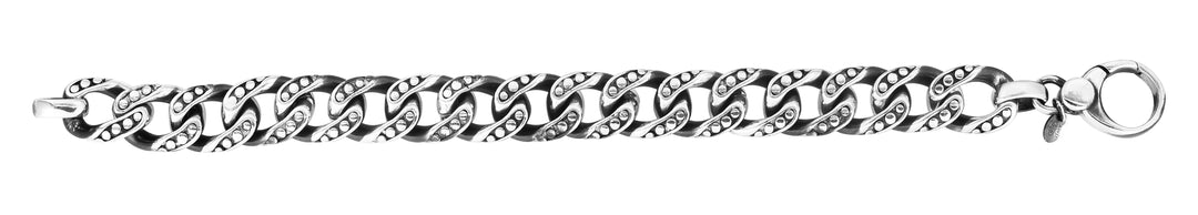 Silver 13.5mm Mens Gunmetal Open Miami Cuban Dot Bracelet