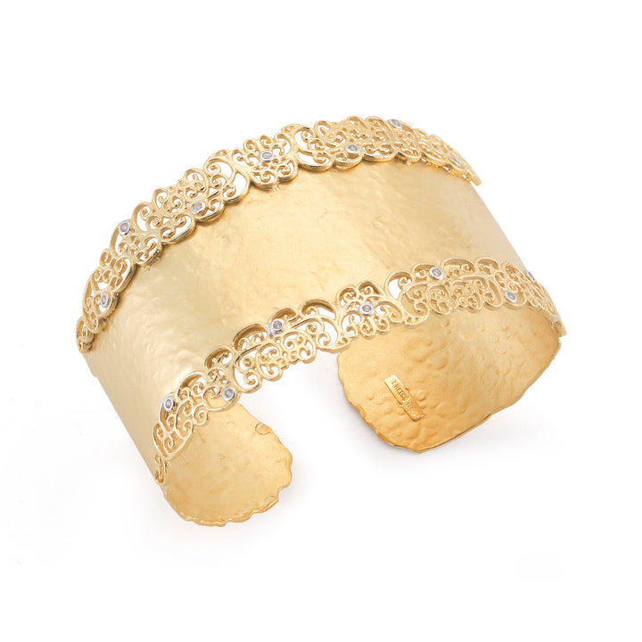 14K-Y Filigree Cuff Br., 0.30Ct