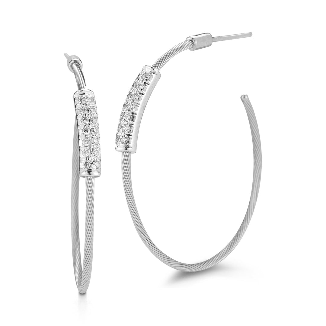 14K-W 30Mm Wire Hoop Earr., 0.20Ct