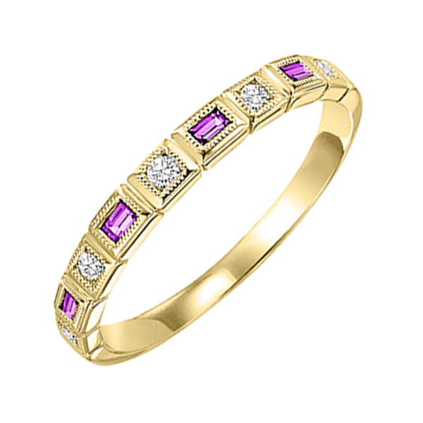 14Kt Yellow Gold Diamond 1/10Ctw & Ruby 1/8Ctw Ring