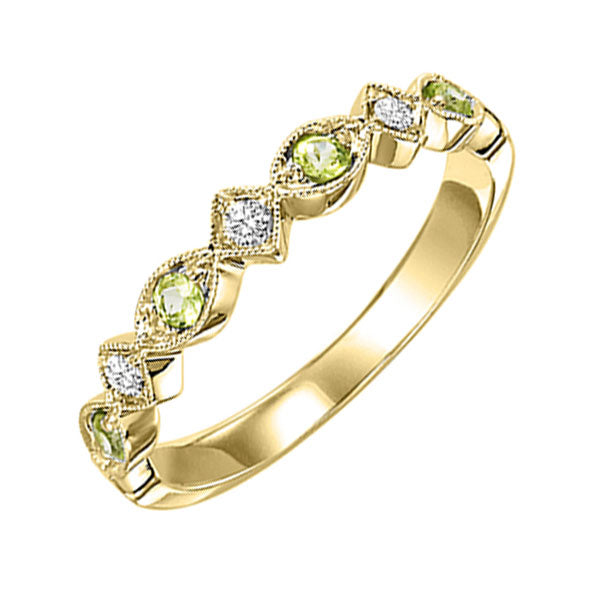 14Kt Yellow Gold Diamond 1/20Ctw & Peridot 1/6Ctw Ring