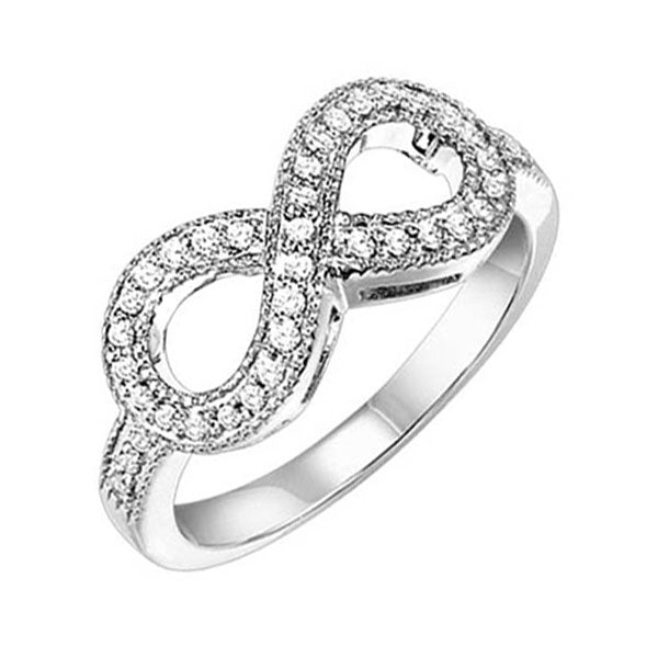 Silver White Diamond 1/5Ctw Ring