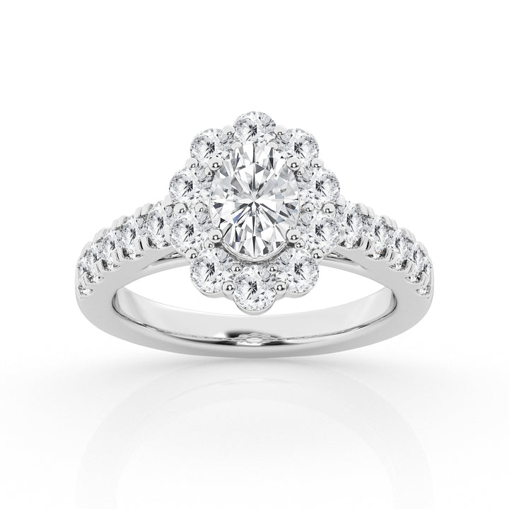 3.00 cttw  Halo Bridal Ring with 1.00 ct Oval Center Stone