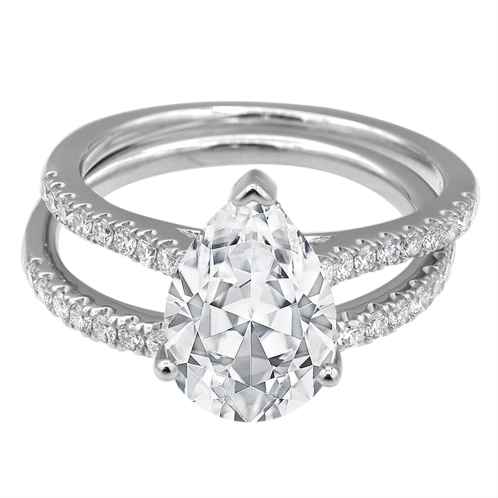 2.50 cttw  Hidden Halo Bridal Ring with 2.00 ct Pear Center Stone