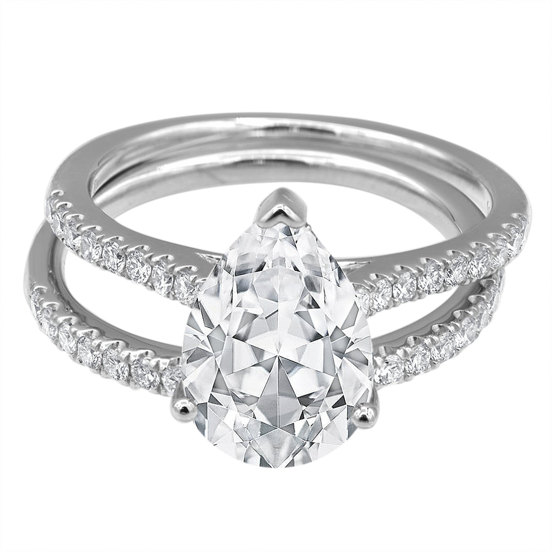 3.00 cttw  Hidden Halo Bridal Ring with 2.50 ct Pear Center Stone