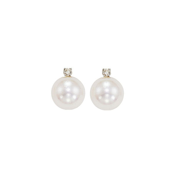 14Kt White Gold Diamond 1/20Ctw & Pearl Earring