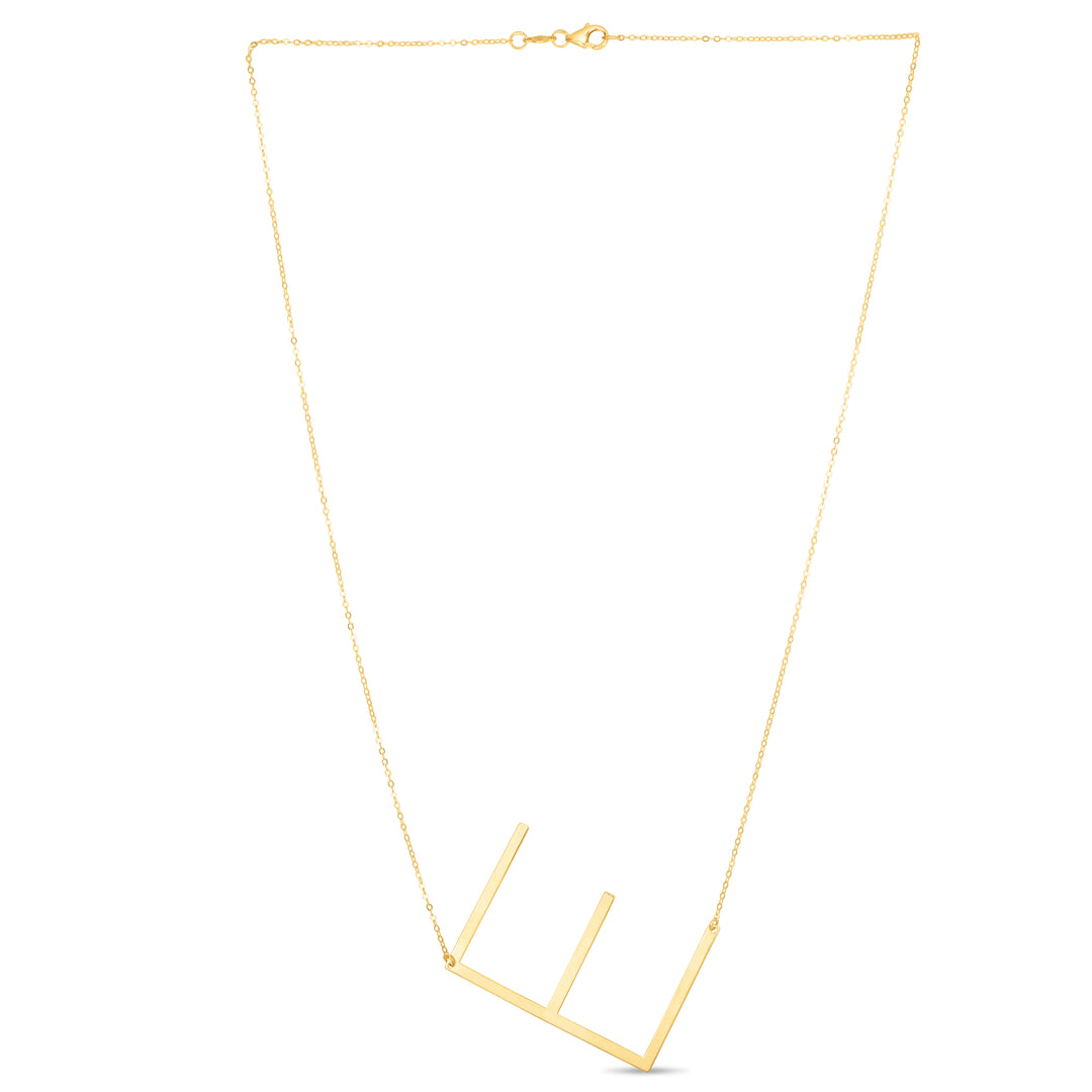 14K Gold Large Initial E Necklace