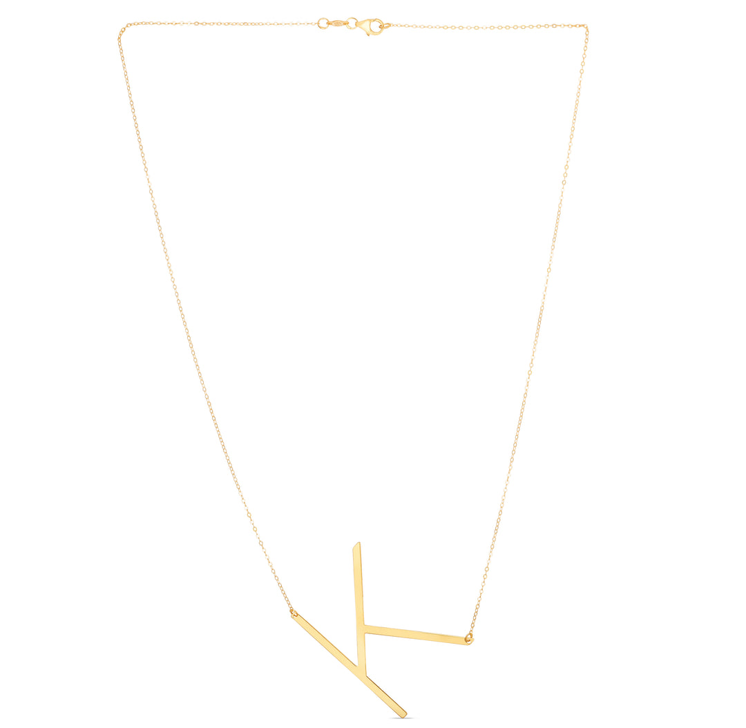 14K Gold Large Initial K Necklace