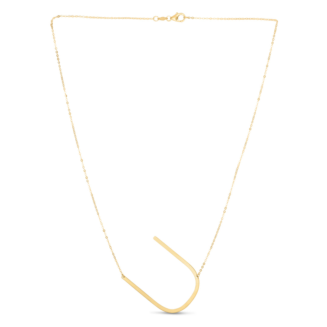 14K Gold Large Initial U Necklace