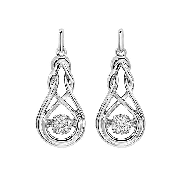 Silver (SLV 995) Diamond Classic Book Rhythm Of Love Fashion Earrings   - 1/6 ctw