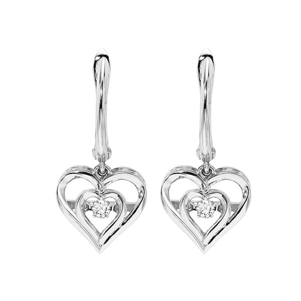 Silver (SLV 995) Diamond Classic Book Rhythm Of Love Fashion Earrings  - 1/10 ctw