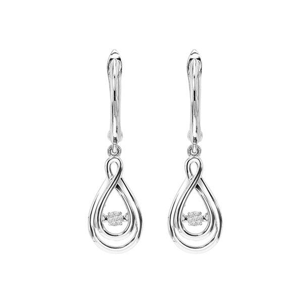 Silver (SLV 995) Diamond Classic Book Rhythm Of Love Fashion Earrings  - 1/10 ctw