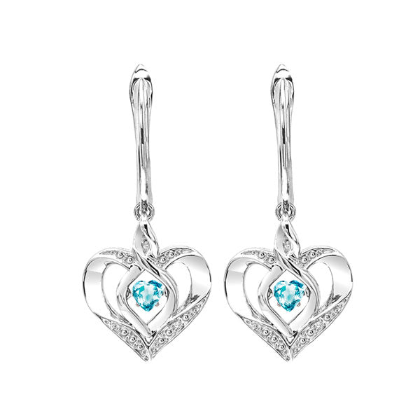 Silver Diamond 1/50Ctw & Created-blue Topaz 1/8Ctw Earring