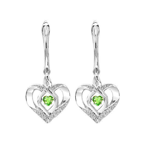 Silver Diamond 1/50Ctw & Createdperidot 1/8Ctw Earring