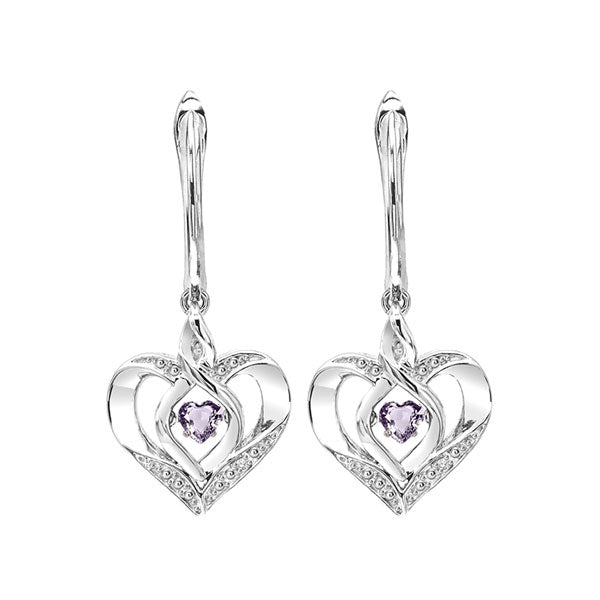 Silver Diamond 1/50Ctw & Syn Alexandrite 1/8Ctw Earring