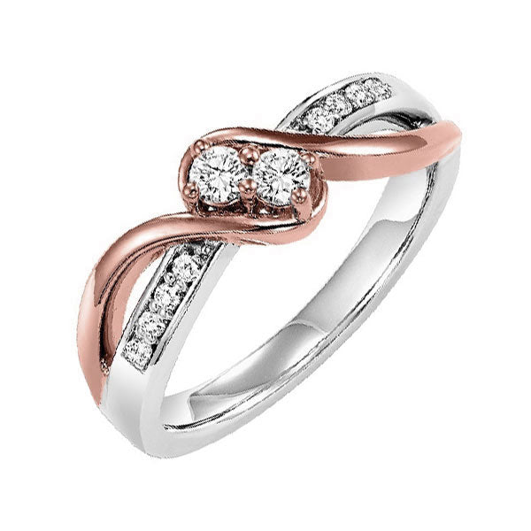 14Kt White Rose Gold Diamond 1/5Ctw Ring