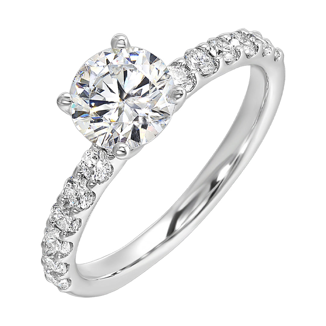 A solitaire ring sparkles further with diamond studded shank displaying timeless elegance and dazzling brilliance is a classic choice.